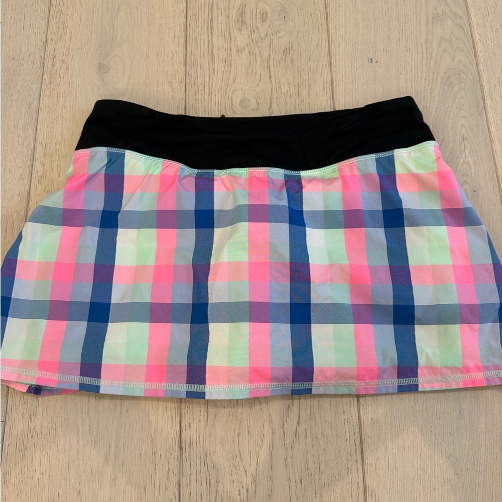 Lululemon Athletica Plaid Mini Skirt in Pink and Blue